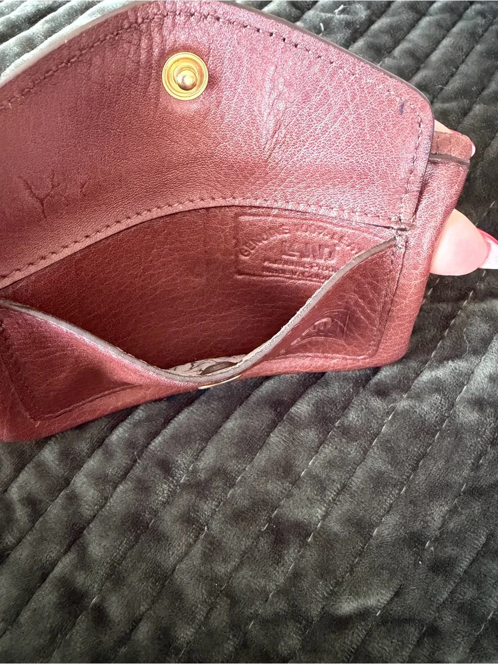 Vintage-LAND Cognac Leather Zip Card Wallet with Front Flap Pocket-NWT